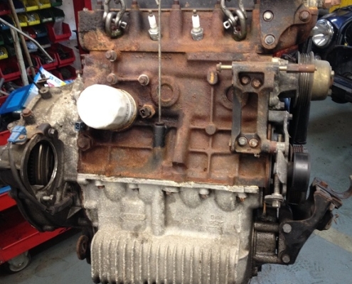 Engine gearbox out - see later photos showing cleaned repainted unit